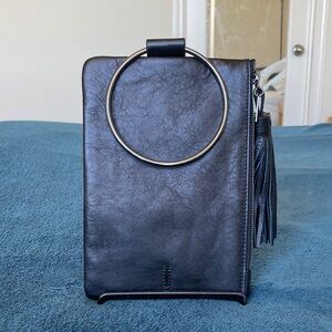 Thacker Nolita Ring Handle Leather Clutch in black